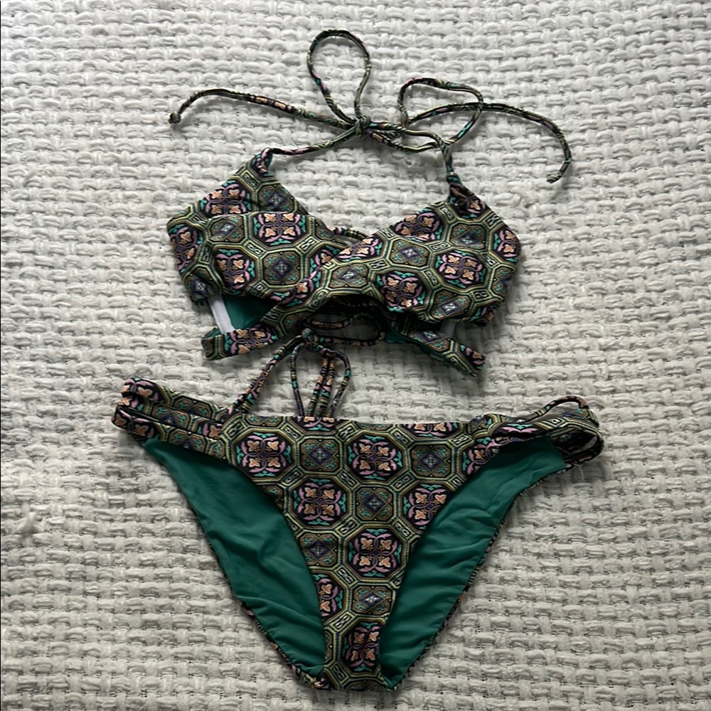 Green Patterned O’Neill Bikini Set